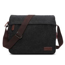 DEEVORCA Fashion Shoulder Bag Mens Vintage Messenger Bags 14 inch Portable Laptop Bag College Bag for Travel Casual Business Daily Work Mountaineering Men Canvas Satchel Bag Briefcase Black