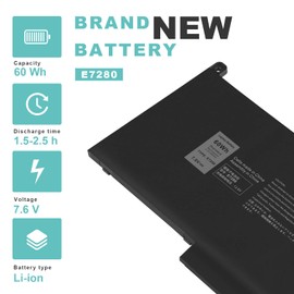 Futurebatt F3YGT Laptop Battery for Dell Latitude 7480 7390 7280 7290 7380 7490 E7280 E7480 E7490 12 7000 13 7000 14 7000 Series F3YGT 2X39G DM3WC 0DM3WC 453-BBCF 451-BBYE
