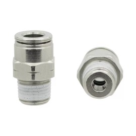 PneumaticPlus 10 x 1/4 OD x 1/8 NPT Ni Plated Brass Push To Connect Air Fitting Male Straight