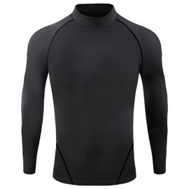 Sillictor Kids Sports Innerwear, High Neck, Compression Wear, Sports Undershirt, Training, Soccer, Rash Guard, Breathable, Quick Drying, UV Protection, All Seasons, black