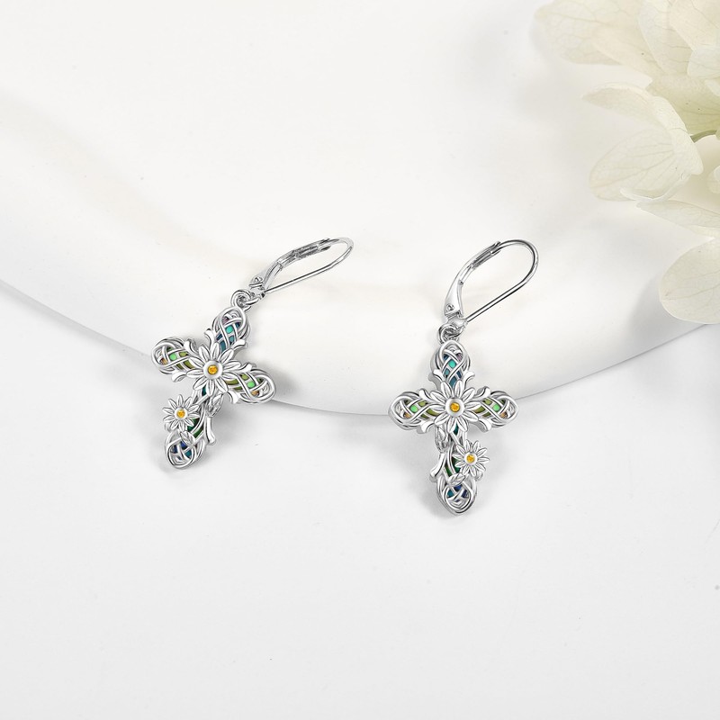 Cross Earrings 925 Sterling Silver Cross Dangle Drop Earring Gifts