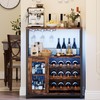 GAOMON Wine Bar Cabinet with LED Lights, Adjustable Shelves Wine