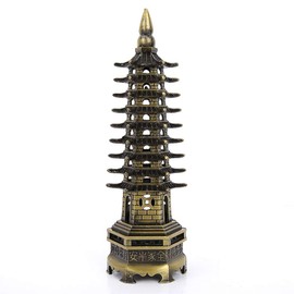 Alloy WenChang Tower Model for Bedroom Home, Vintage Chinese Tower Model