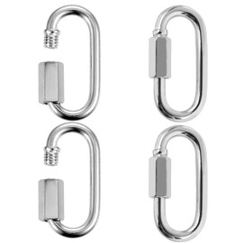 4 Pcs M4 Screw Quick Link, Locking Carabiner Clip, Heavy Duty D Shape Locking Clips, Stainless Steel Screw Quick Link for Outdoor Camping Climbing Fishing Hiking Traveling Accessories