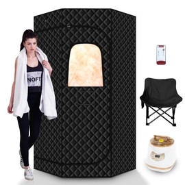 RESTISLAND Portable Steam Sauna, Steam Sauna Tent Full Body Personal Sauna Room with 3L 1500W Steam Generator, Remote Control, Remote Control, 9 Levels Heat, 90 Mins Timer,Foldable Chair,Black