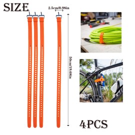 4x Heavy Duty Rubber Straps 50cm with Buckle - Quick Release Velcro Strap Alternative for Bikes, Ski, Cargo & UK Outdoor Gear