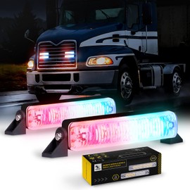 Unicorn Lighting Emergency Lights for Vehicles - WA01 (Blue/Red) 6 LED Strobe Lights for Truck and Cars, IP68 Waterproof, Easy Installation, 360-Degree Rotation Mount (2 Pack)
