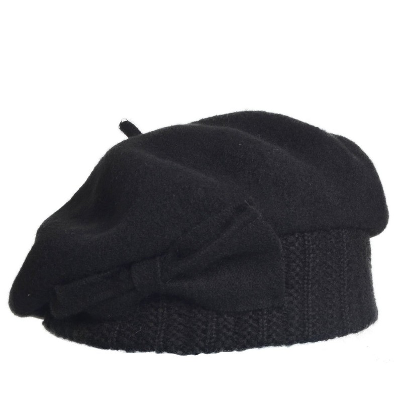 VECRY Lady French Beret 100% Wool Beret Floral Dress Beanie