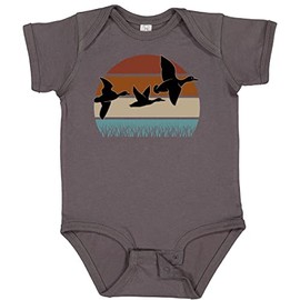 inktastic Duck Hunting Retro Sunset Hunter Baby Bodysuit Newborn Charcoal Grey 37d0e