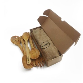 Hachka - Utensilios de cocina hechos a mano de madera antiadherentes para cocinar, juegos de cocina, artículos esenciales de cocina, accesorios de cocina