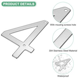 M METERXITY 1-Pack House Number, 4 Inch 304 Stainless Steel Mailbox Number Door Number Signage for Garden/Hotel/Mailbox/Address/Sign, House Number for Outside [Number 4, Silver]