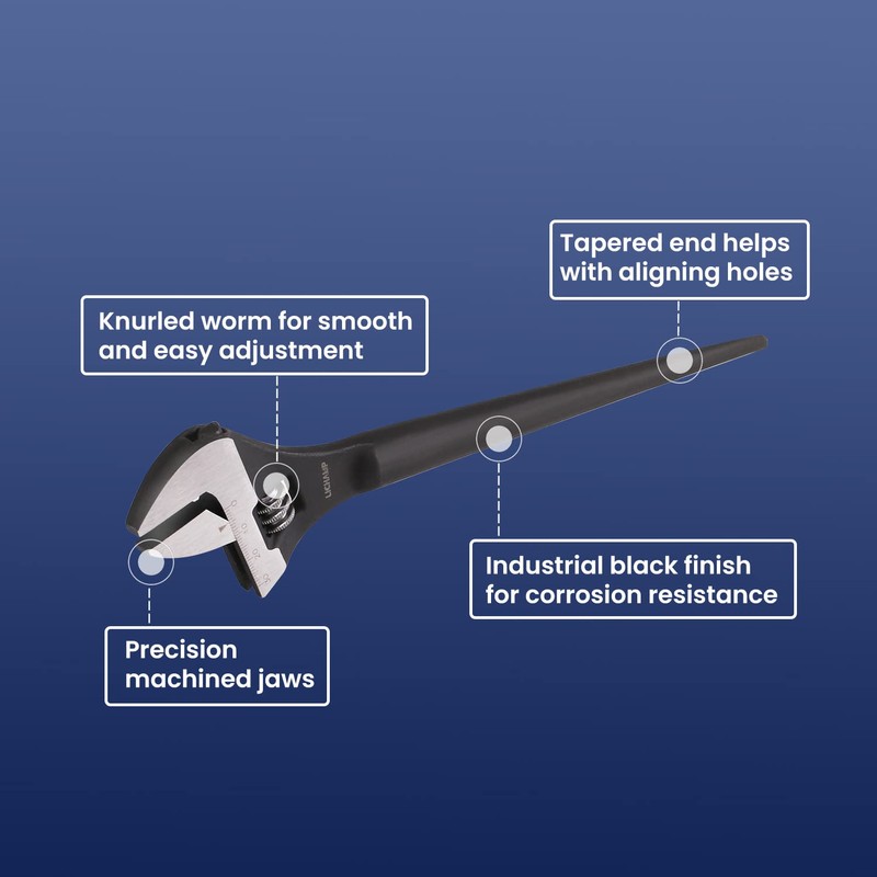 Lichamp 3-Pack Adjustable Construction Spud Wrench Set 10 12 16