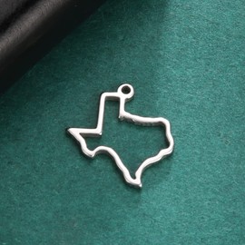 kkjoy 5Pcs Hollow Texas Map Pendant Charms for Jewelry Making and Crafting, Stainless Steel Mini Charm Craft Supplies Accessories for DIY Bracelet Necklace Earrings