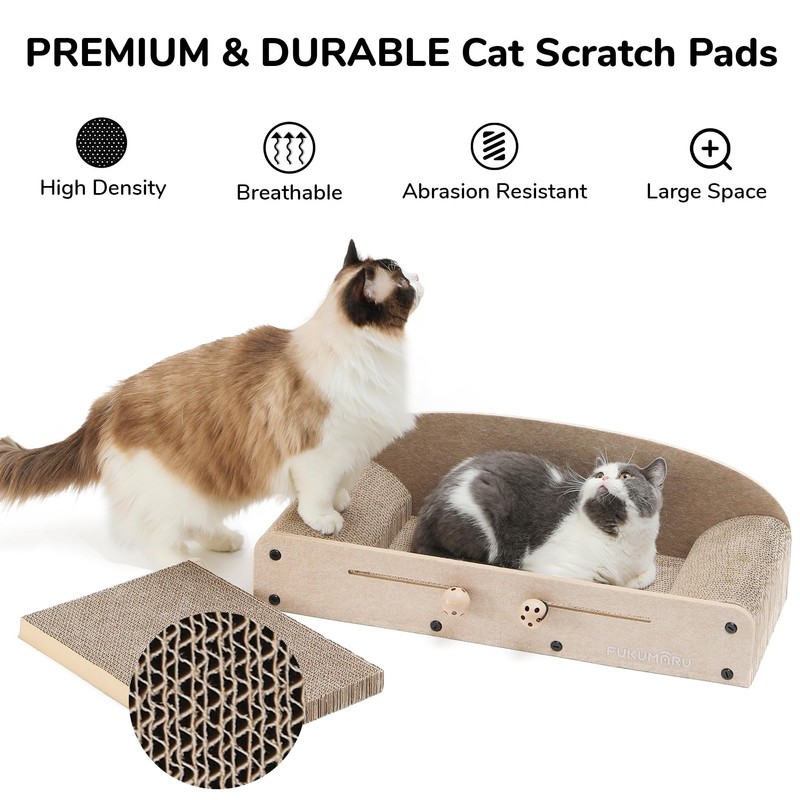 FUKUMARU 26 Inch Cat Scratcher Cardboard Lounge Bed, 2 Reversible