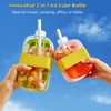 Ice Cube Bottle with Straw,2 in 1 Water Bottle Ice