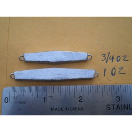 HOME MADE 30 PCS. DIAMOND STYLE  JIG LURE 1, 3/4 OZ. 15 EACH, W/S. STEEL EYES - UNPAINTED