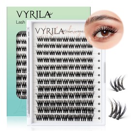 VYRILA Lash Clusters 0.05mm Individual Lashes, 3D Wispy Lashes Clusters, 0.1mm Super Thin Band Resuable Natural Lashes,D Curl Faux Mink Lashes,108pcs Lash Extension (Green Cozy-D-0.05-8-16mix)