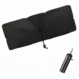 Umbrella Shaped Car Sun Shade for Cars, 55.1 x 3.1 inches (140 x 80 cm), Light Blocking, Heat Blocking, UV Protection, UV Protection, Interior Degradation Prevention, Privacy Protection, Includes