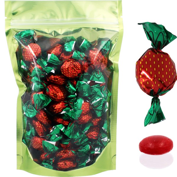 Strawberry Filled Flavored Candies, Individually Wrapped in Strawberry Wrap Design