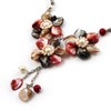 Avalaya Shell-Composite Triple Flower With Tassel Leather Cord Necklace -