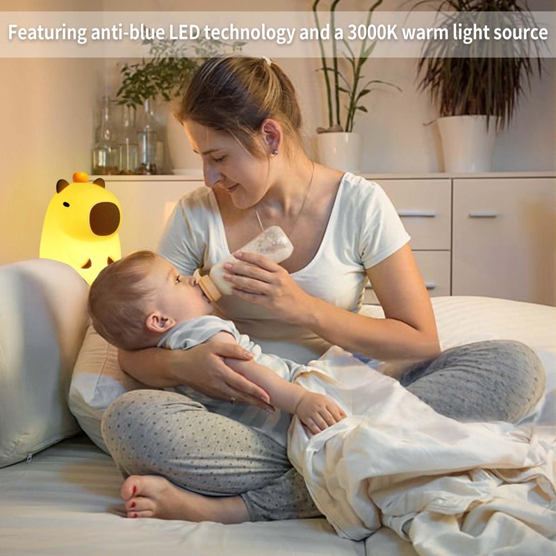BemeedLigt Capybara Night Light,Cute Silicone Squishy LED Animal Lamp,Dimmable Nursery