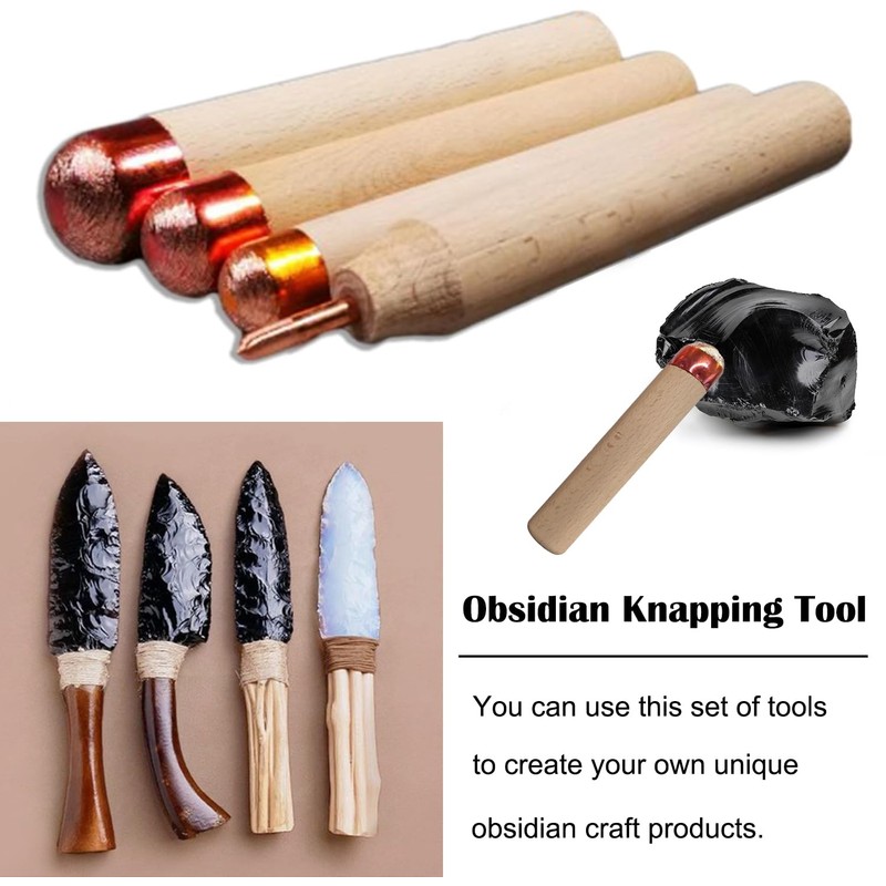 Flint Knapping Tools Kit Obsidian Crafting Tool, Dragon Crystal Stone