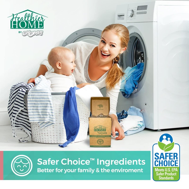 CHOMP! Zero Waste Laundry Detergent Pacs: Lemongrass Scented, High-Efficiency (HE)