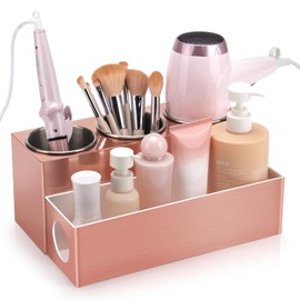 GFWARE Hair Tool Organizer - Bathroom Vanity Organizers and Storage, Hair Styling Accessories Hot Tools Organizer Hair Dryer, Blow Dryer, Curling Iron, Flat Iron, Hair Straightener, Pink
