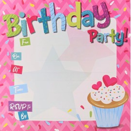 24 Girls Birthday Party Invitations – Cupcake-Themed Birthday Invites with Envelopes – Pink & Colourful Fill-In Cards – Fun & Cute Design – Perfect for Any Age – 13.5cm x 13.5cm