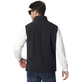 TACVASEN Men's Full-Zip Fleece Vest Sleeveless Lightweight Vests Winter Warm Outerwear Jacket with Pockets Black 2XL