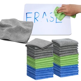 Tanlade Microfiber Cleaning Cloth 6"x6" Cleaning Rags Reasonable Kitchen Towels Microfiber Towels Cars Wash Dry Erase Cloth(Gray/Green/Blue,30 Pcs)