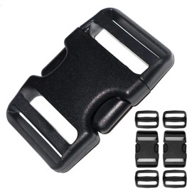 Buckle for Strap 1.5": Side Release Buckles Plastic Clips 2 set + Tri-Glide Slide 4 pcs Fit 1 1/2 inch Wide Nylon Straps Webbing Belt, Heavy Duty Replacement for Backpack, Dual Adjustable No Sewing