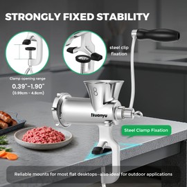 Huanyu Manual Meat Grinder-Heavy Duty Stainless Steel, Hand Crank Grinding Machine for Sausages&Meat-Dishwasher Safe, Multifunctional-Perfect for Home Use&Outdoor with Chicken, Beef, Small Bone (NO8)
