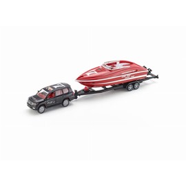 siku 2543, Car with Motorboat, 1:55, Metal/Plastic, Black/Red, Floating toy boat