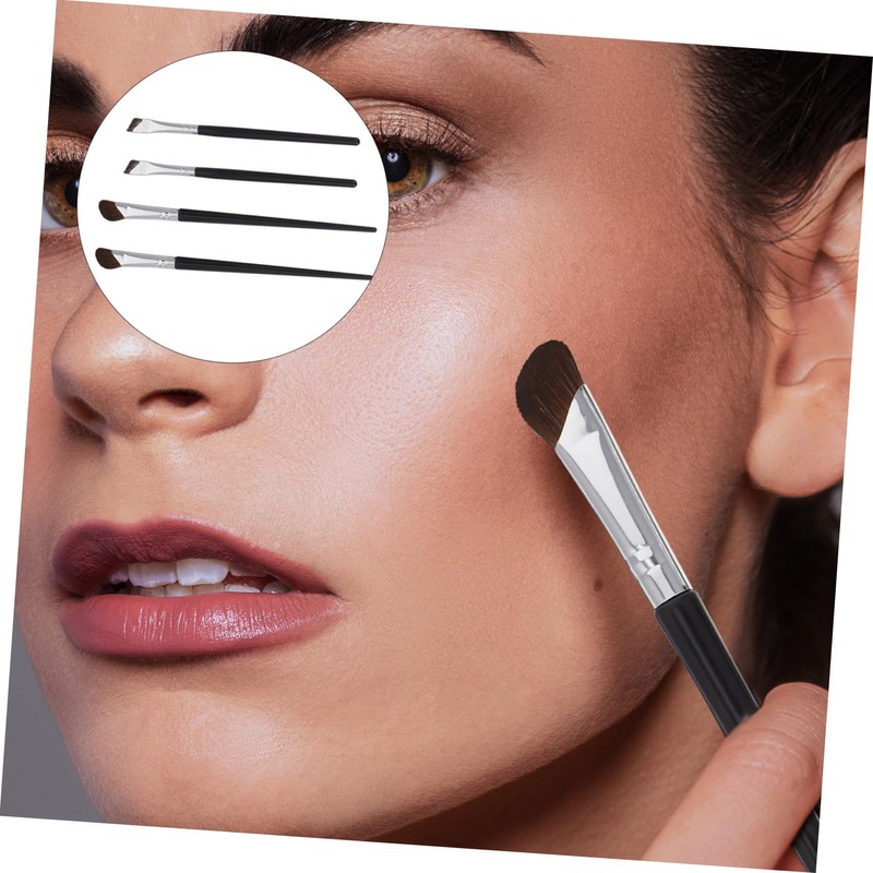 PACKOVE 4Pcs Eye Makeup Brushes Angled Eyeliner Nose Contour Brush