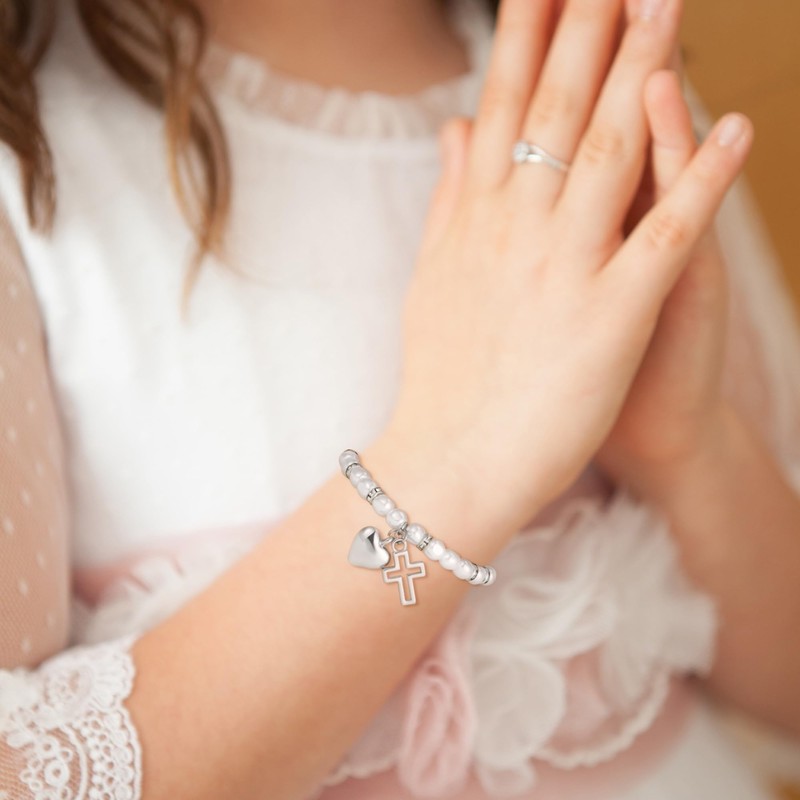 Eaciy First Communion Gifts for Girls - 14K Whited Gold