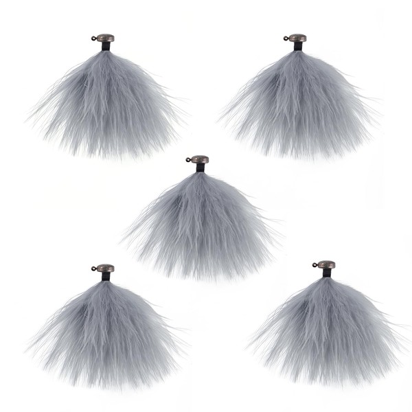 Eupheng 5pcs Premium Marabou Jig with Ned Head for Bass