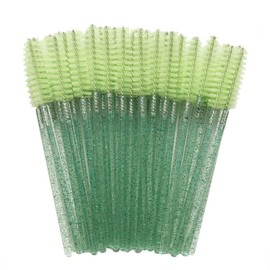 100PCS Disposable Glitter Mascara Wands Lash Brush Eyelash Makeup Spoolies for Eyebrow Eye Lash Extension (Green)