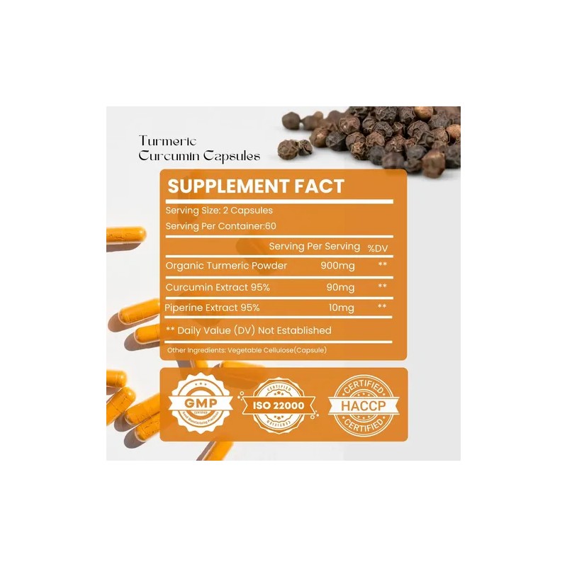 Hebhac Herbs Cúrcuma 1000 Mg Con Pimienta Negra 120c