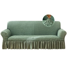 Jeloris Stretch Sofa Slipcover Easy Fitted Sofa Couch Cover with Skirt, Durable Washable Universal High Elastic Furniture Protector for Kids, Pets (X-Large, Green)