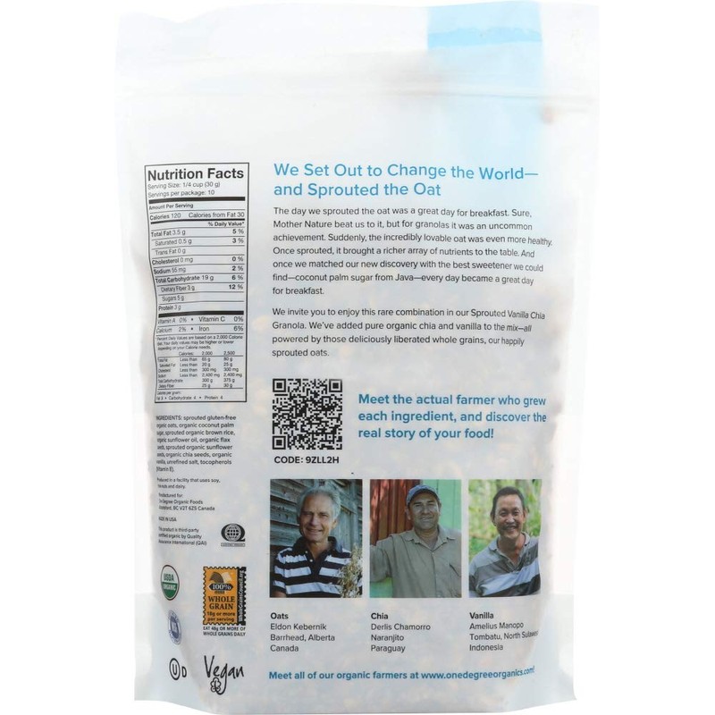 One Degree Sprouted Oat Vanilla Chia Granola, 11 fl oz