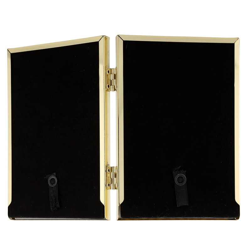 YiPinYin 5x7'' Hinged Double Simply Gold Metal Picture Frames, Elegant