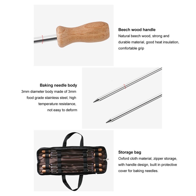 8 Pcs Stainless Steel Barbecue Fork Roasting Stick with Temperature