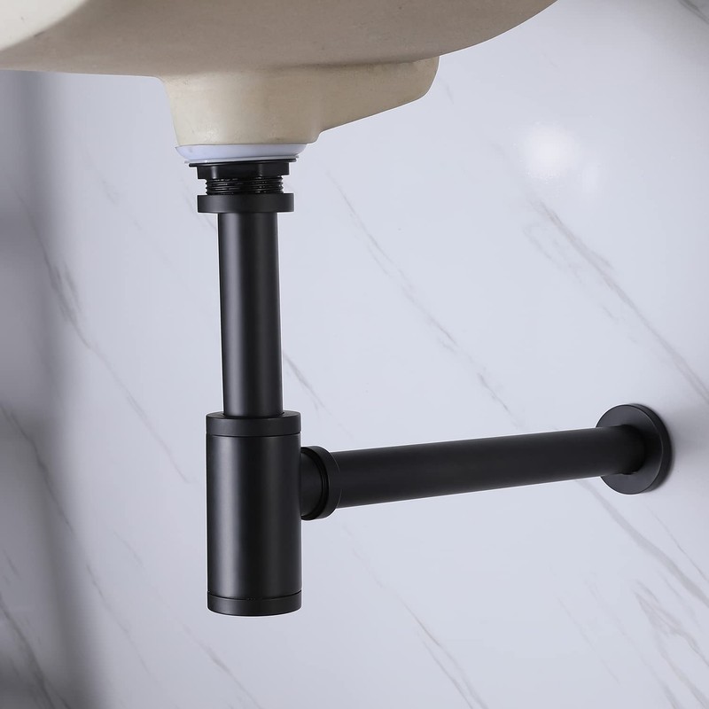 HAMOLER Round Bottle P-Trap 1 1/4 Adjustable Bathroom Basin Sink