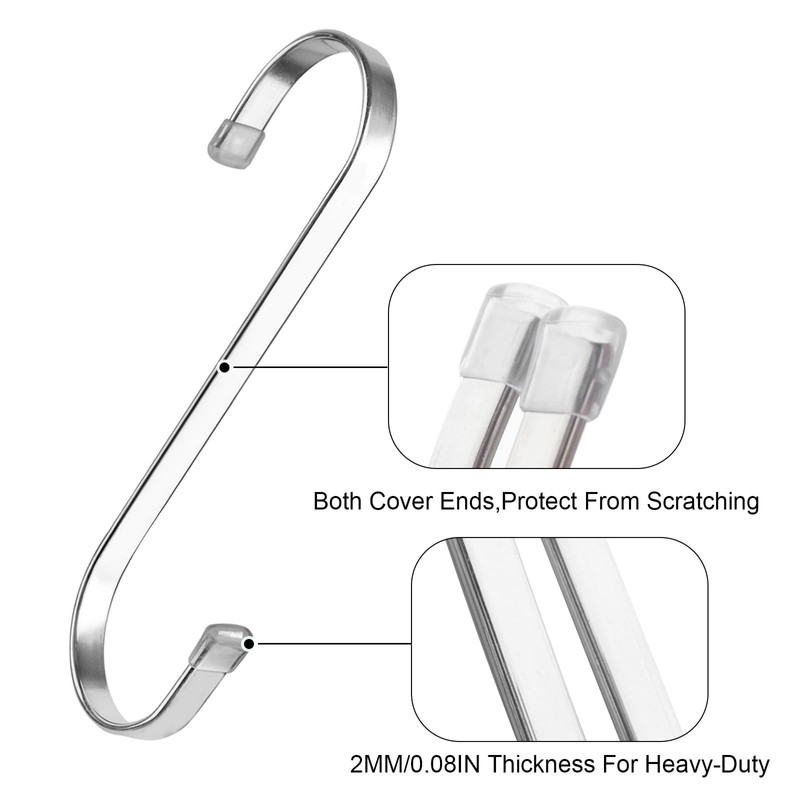 HTBMALL 5 Pack Flat S Hooks Stainless Steel Heavy Duty