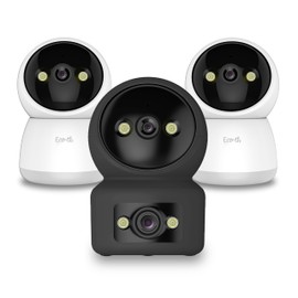 ECO-TH 3-Pack (1 Dual Lens + 2 Single Lens) Indoor Pan/Tilt Home Smart Security Camera, 1080p HD Dome Camera with Speaker,2.4GHz Night Vision,Motion Detection Indoor Security Camera for Baby Monitor