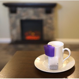 Iconikal Hook on Mug Tea Bag Holder Set, 4-Pack Purple Orange Green Pink