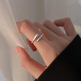 KBRPEY 925 Sterling Silver Hug Ring for Women I Love You Forever Mother Gift Sister Gifts Hugging Hands Open Ring Adjustable Couple Hug Rings Knot Finger Ring Friendship Jewelry Gift