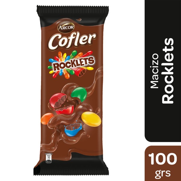 Arcor Cofler Milk Chocolate Bar with Confites Rocklets Sprinkles, 100 g / 3.52 oz bar (pack of 2 bars)