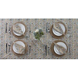 Ridhi - Hand Block Print Cotton Cloth Dinning Table Cover Wedding Farmhouse Thanks Giving Christmas Spring Tablecloth (Goldenrod Yellow, 14 Seater 72X160 INCH)